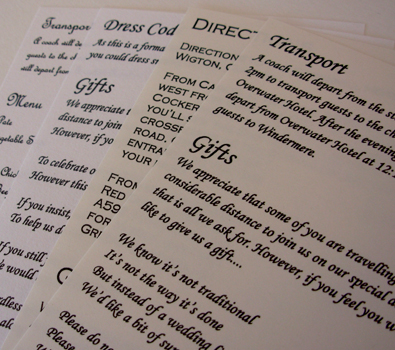 Extra Information Sheets